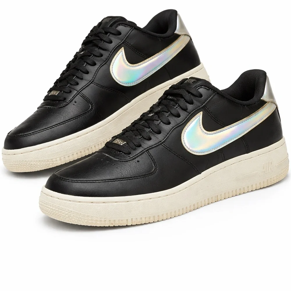 • Nike AF1 Black Iridescent Logo Women Size 9 - Picture 3 of 9